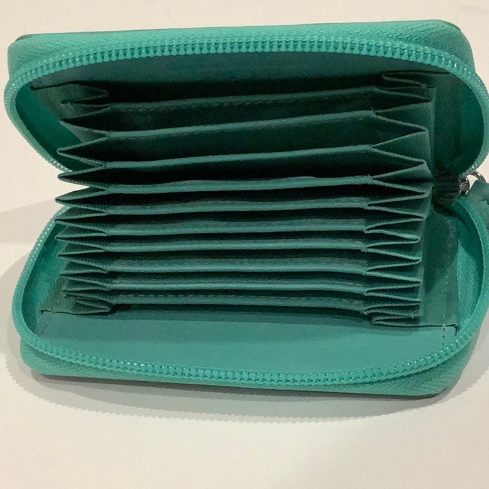 Aqua Leather Credit Card Case